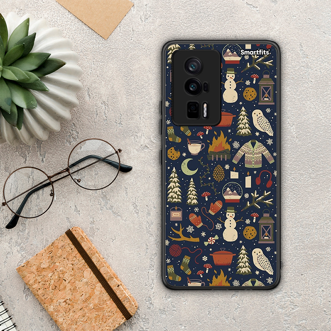 Θήκη Xiaomi Poco F5 Pro / Redmi K60 Pro Christmas Elements από τη Smartfits με σχέδιο στο πίσω μέρος και μαύρο περίβλημα | Xiaomi Poco F5 Pro / Redmi K60 Pro Christmas Elements Case with Colorful Back and Black Bezels