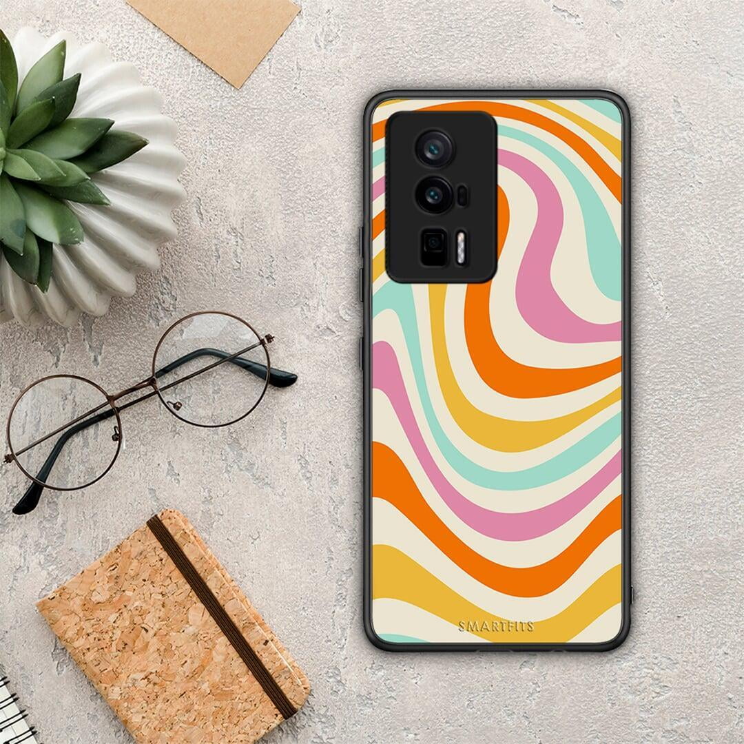 Θήκη Xiaomi Poco F5 Pro / Redmi K60 Pro Colourful Waves από τη Smartfits με σχέδιο στο πίσω μέρος και μαύρο περίβλημα | Xiaomi Poco F5 Pro / Redmi K60 Pro Colourful Waves Case with Colorful Back and Black Bezels