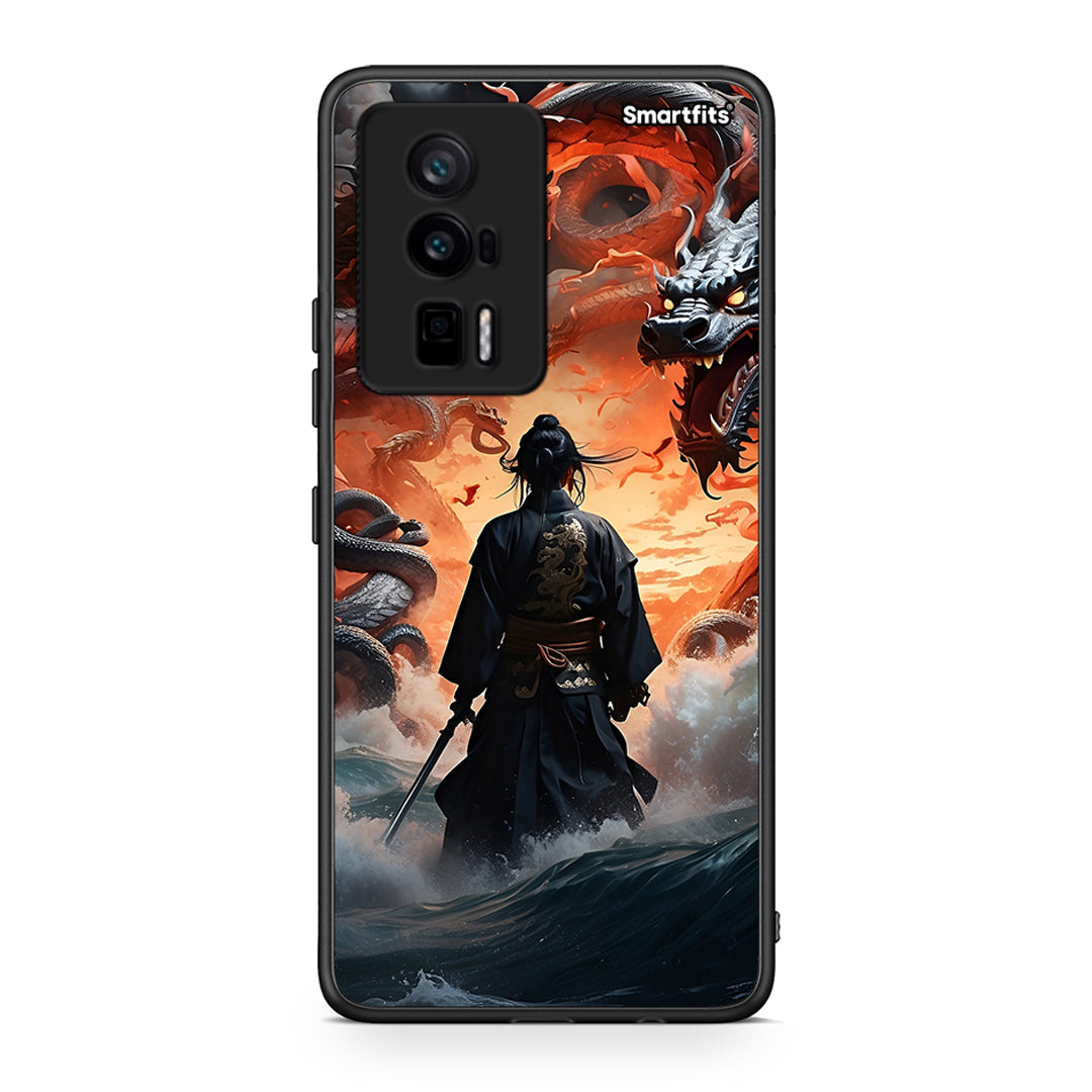 Θήκη Xiaomi Poco F5 Pro / Redmi K60 Pro Dragons Fight από τη Smartfits με σχέδιο στο πίσω μέρος και μαύρο περίβλημα | Xiaomi Poco F5 Pro / Redmi K60 Pro Dragons Fight Case with Colorful Back and Black Bezels