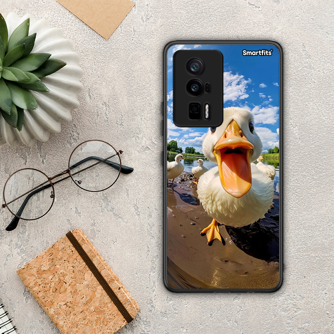 Θήκη Xiaomi Poco F5 Pro / Redmi K60 Pro Duck Face από τη Smartfits με σχέδιο στο πίσω μέρος και μαύρο περίβλημα | Xiaomi Poco F5 Pro / Redmi K60 Pro Duck Face Case with Colorful Back and Black Bezels