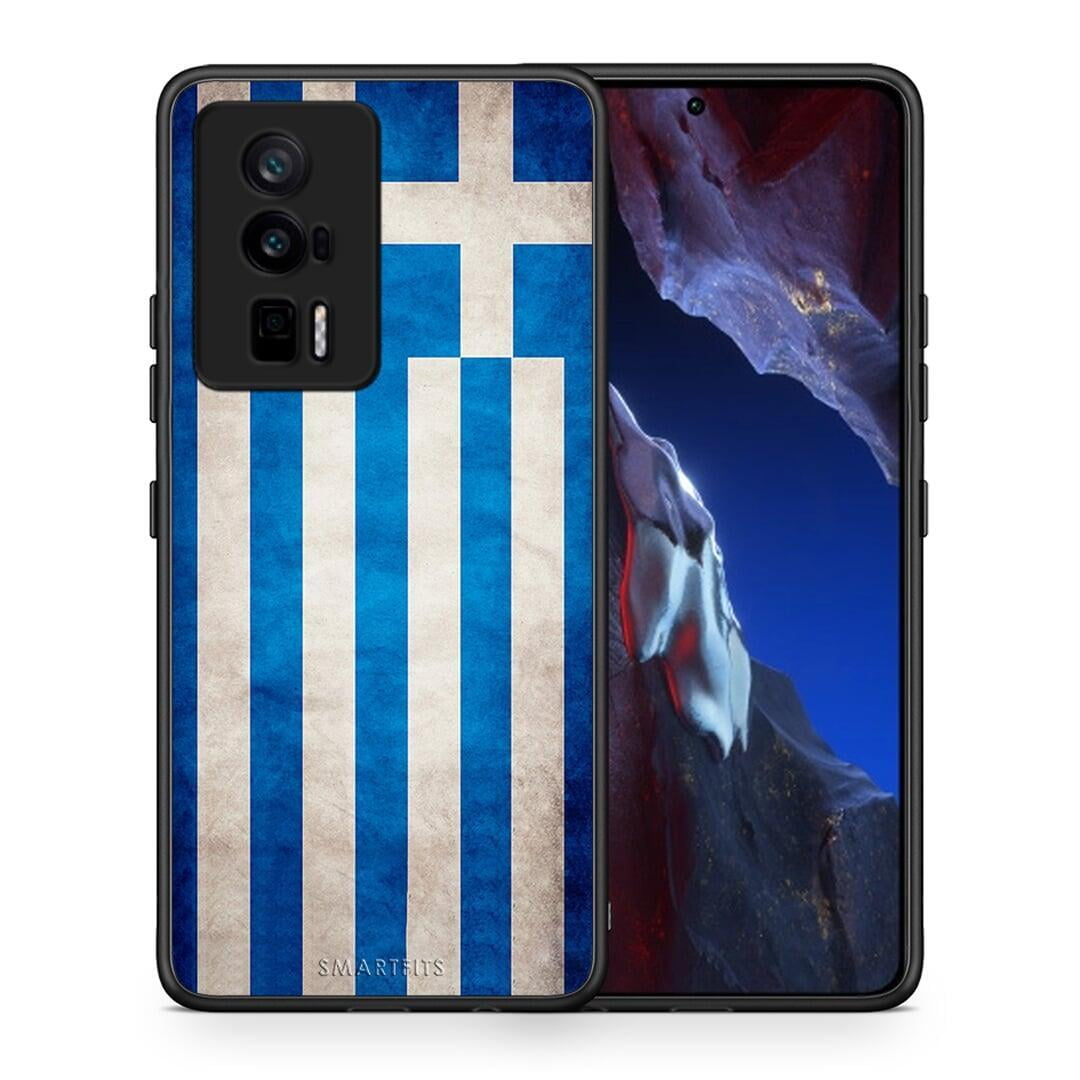 Θήκη Xiaomi Poco F5 Pro / Redmi K60 Pro Flag Greek από τη Smartfits με σχέδιο στο πίσω μέρος και μαύρο περίβλημα | Xiaomi Poco F5 Pro / Redmi K60 Pro Flag Greek Case with Colorful Back and Black Bezels