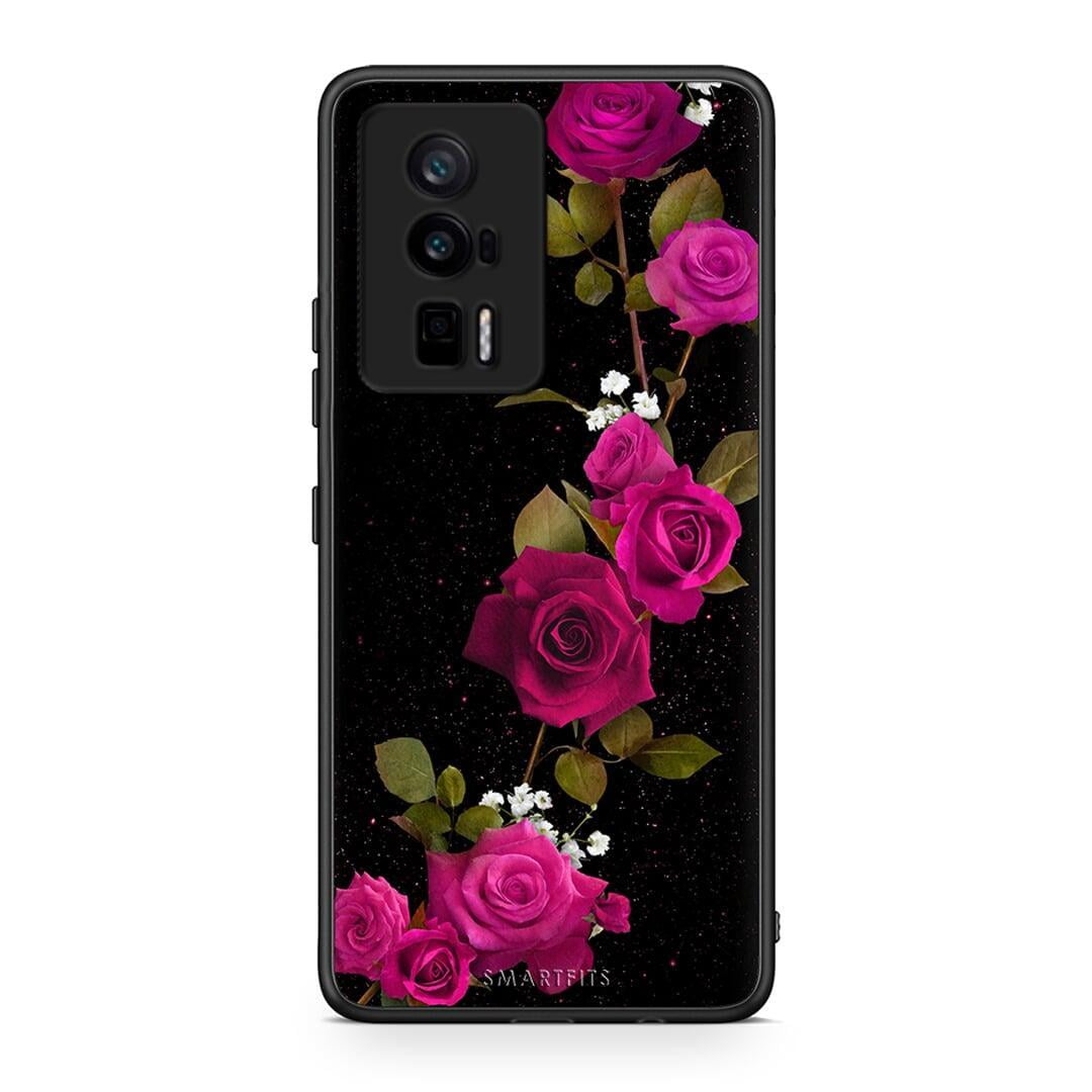 Θήκη Xiaomi Poco F5 Pro / Redmi K60 Pro Flower Red Roses από τη Smartfits με σχέδιο στο πίσω μέρος και μαύρο περίβλημα | Xiaomi Poco F5 Pro / Redmi K60 Pro Flower Red Roses Case with Colorful Back and Black Bezels