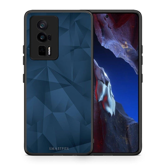 Θήκη Xiaomi Poco F5 Pro / Redmi K60 Pro Geometric Blue Abstract από τη Smartfits με σχέδιο στο πίσω μέρος και μαύρο περίβλημα | Xiaomi Poco F5 Pro / Redmi K60 Pro Geometric Blue Abstract Case with Colorful Back and Black Bezels