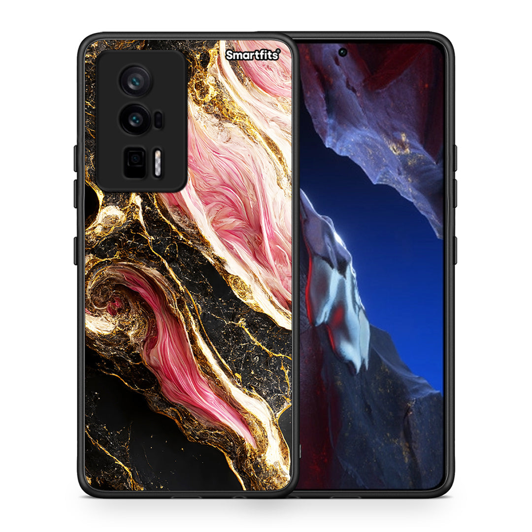 Θήκη Xiaomi Poco F5 Pro / Redmi K60 Pro Glamorous Pink Marble από τη Smartfits με σχέδιο στο πίσω μέρος και μαύρο περίβλημα | Xiaomi Poco F5 Pro / Redmi K60 Pro Glamorous Pink Marble Case with Colorful Back and Black Bezels