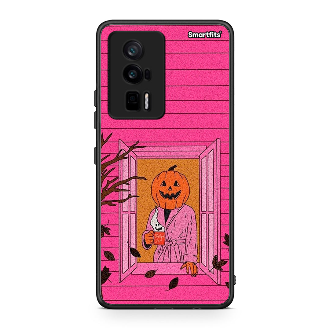 Θήκη Xiaomi Poco F5 Pro / Redmi K60 Pro Halloween Pumpkin Lady από τη Smartfits με σχέδιο στο πίσω μέρος και μαύρο περίβλημα | Xiaomi Poco F5 Pro / Redmi K60 Pro Halloween Pumpkin Lady Case with Colorful Back and Black Bezels