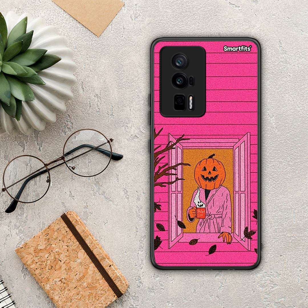 Θήκη Xiaomi Poco F5 Pro / Redmi K60 Pro Halloween Pumpkin Lady από τη Smartfits με σχέδιο στο πίσω μέρος και μαύρο περίβλημα | Xiaomi Poco F5 Pro / Redmi K60 Pro Halloween Pumpkin Lady Case with Colorful Back and Black Bezels