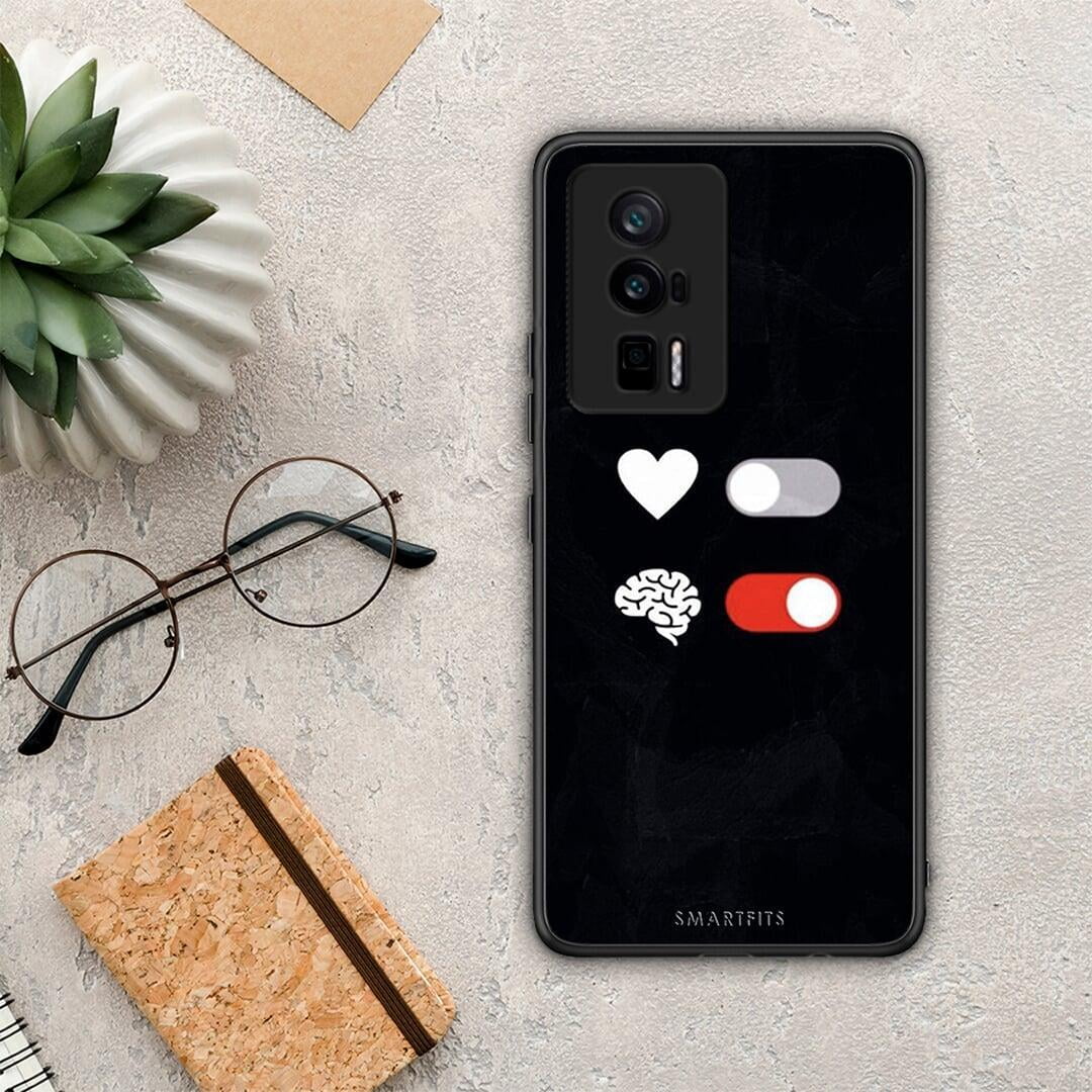 Θήκη Xiaomi Poco F5 Pro / Redmi K60 Pro Heart Vs Brain από τη Smartfits με σχέδιο στο πίσω μέρος και μαύρο περίβλημα | Xiaomi Poco F5 Pro / Redmi K60 Pro Heart Vs Brain Case with Colorful Back and Black Bezels