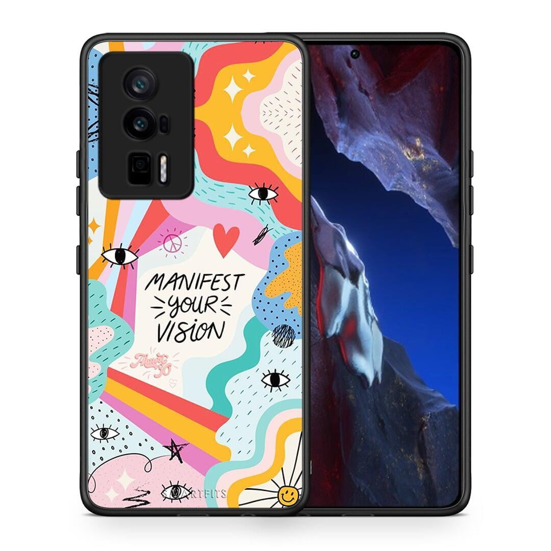 Θήκη Xiaomi Poco F5 Pro / Redmi K60 Pro Manifest Your Vision από τη Smartfits με σχέδιο στο πίσω μέρος και μαύρο περίβλημα | Xiaomi Poco F5 Pro / Redmi K60 Pro Manifest Your Vision Case with Colorful Back and Black Bezels