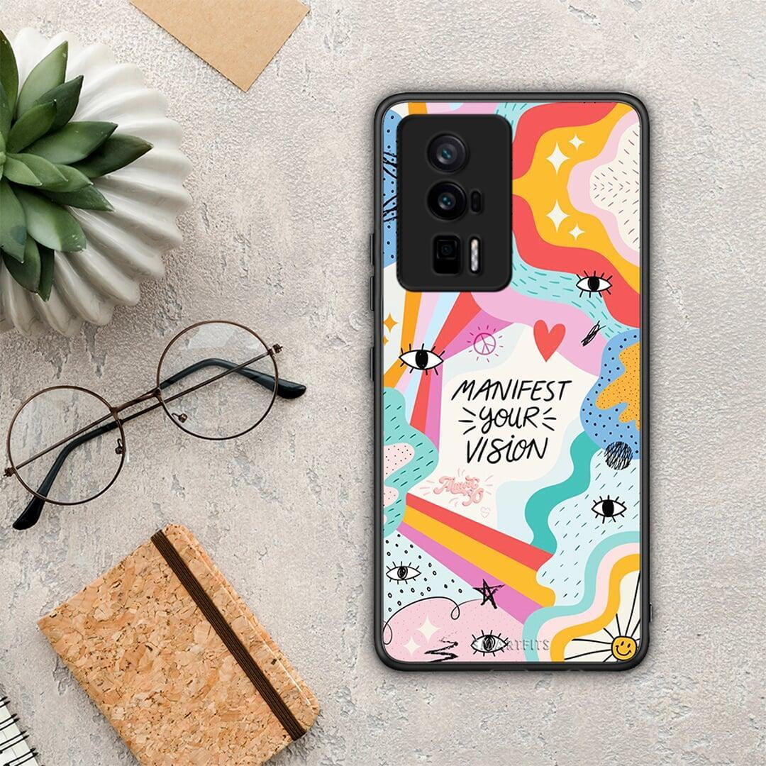 Θήκη Xiaomi Poco F5 Pro / Redmi K60 Pro Manifest Your Vision από τη Smartfits με σχέδιο στο πίσω μέρος και μαύρο περίβλημα | Xiaomi Poco F5 Pro / Redmi K60 Pro Manifest Your Vision Case with Colorful Back and Black Bezels