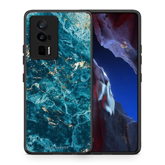 Θήκη Xiaomi Poco F5 Pro / Redmi K60 Pro Marble Blue από τη Smartfits με σχέδιο στο πίσω μέρος και μαύρο περίβλημα | Xiaomi Poco F5 Pro / Redmi K60 Pro Marble Blue Case with Colorful Back and Black Bezels