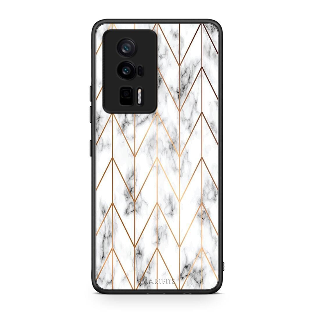 Θήκη Xiaomi Poco F5 Pro / Redmi K60 Pro Marble Gold Geometric από τη Smartfits με σχέδιο στο πίσω μέρος και μαύρο περίβλημα | Xiaomi Poco F5 Pro / Redmi K60 Pro Marble Gold Geometric Case with Colorful Back and Black Bezels