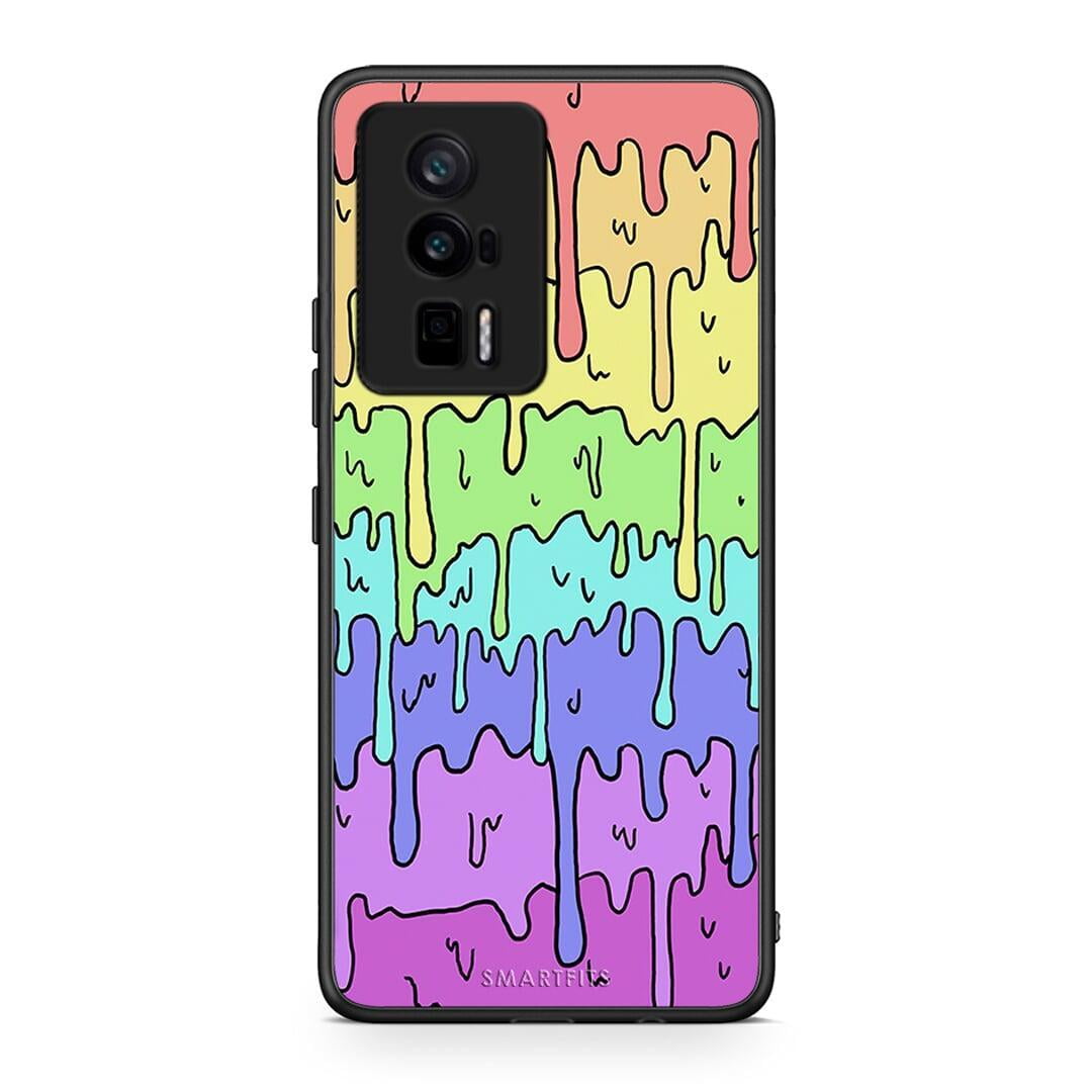 Θήκη Xiaomi Poco F5 Pro / Redmi K60 Pro Melting Rainbow από τη Smartfits με σχέδιο στο πίσω μέρος και μαύρο περίβλημα | Xiaomi Poco F5 Pro / Redmi K60 Pro Melting Rainbow Case with Colorful Back and Black Bezels