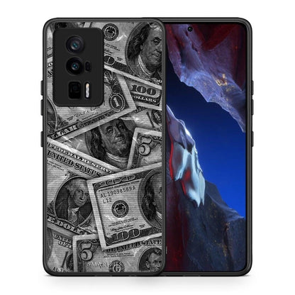 Θήκη Xiaomi Poco F5 Pro / Redmi K60 Pro Money Dollars από τη Smartfits με σχέδιο στο πίσω μέρος και μαύρο περίβλημα | Xiaomi Poco F5 Pro / Redmi K60 Pro Money Dollars Case with Colorful Back and Black Bezels