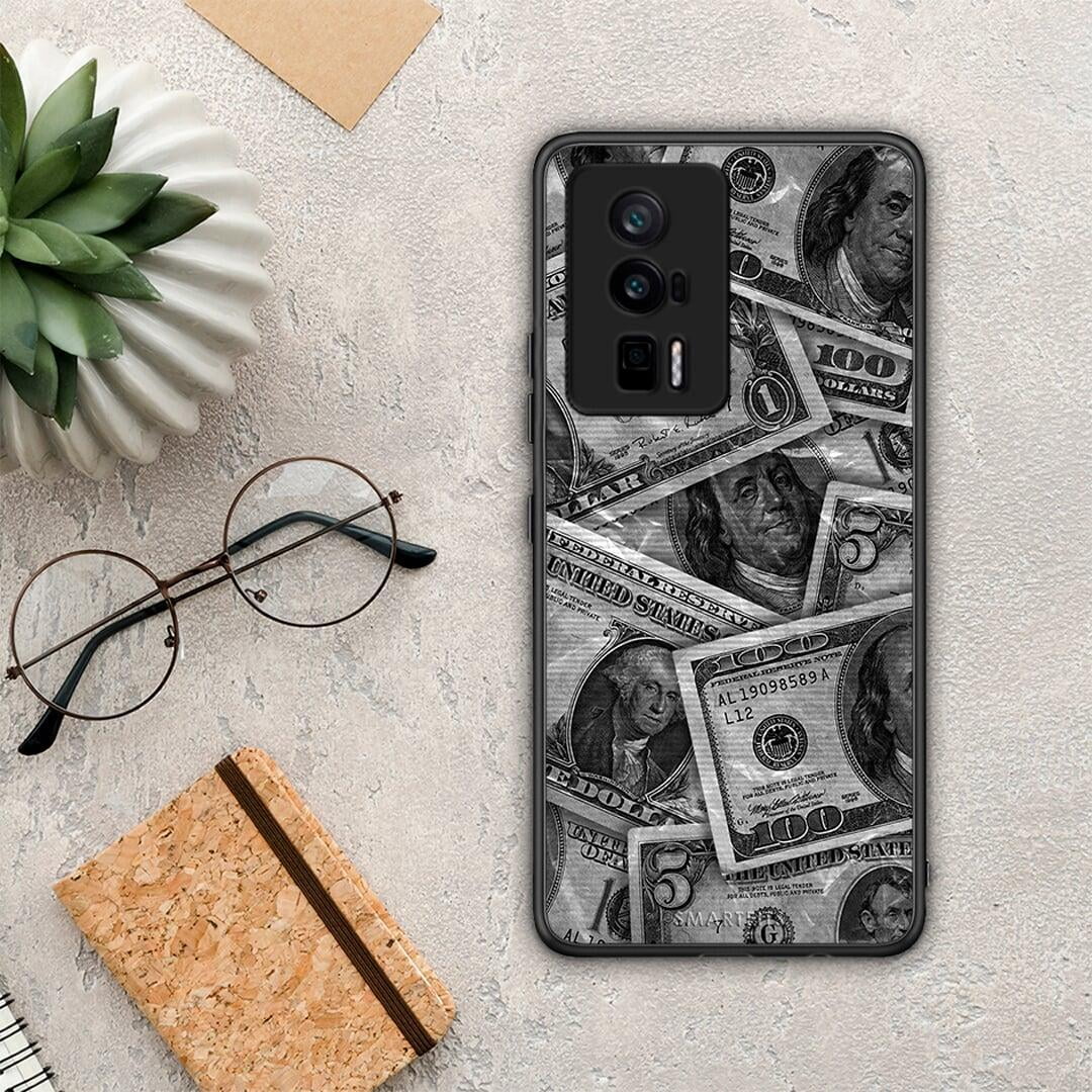 Θήκη Xiaomi Poco F5 Pro / Redmi K60 Pro Money Dollars από τη Smartfits με σχέδιο στο πίσω μέρος και μαύρο περίβλημα | Xiaomi Poco F5 Pro / Redmi K60 Pro Money Dollars Case with Colorful Back and Black Bezels