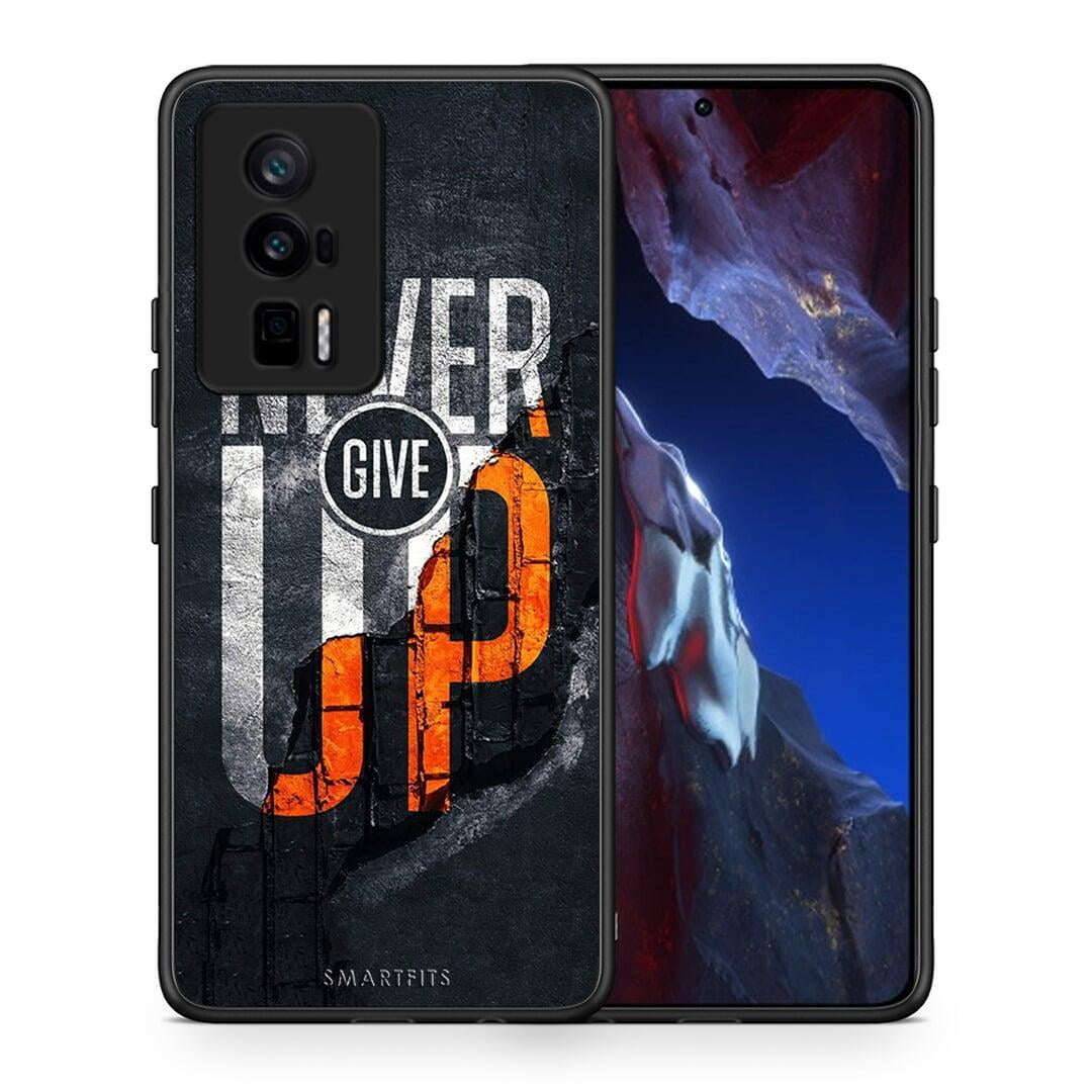 Θήκη Xiaomi Poco F5 Pro / Redmi K60 Pro Never Give Up από τη Smartfits με σχέδιο στο πίσω μέρος και μαύρο περίβλημα | Xiaomi Poco F5 Pro / Redmi K60 Pro Never Give Up Case with Colorful Back and Black Bezels