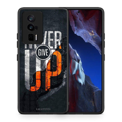 Θήκη Xiaomi Poco F5 Pro / Redmi K60 Pro Never Give Up από τη Smartfits με σχέδιο στο πίσω μέρος και μαύρο περίβλημα | Xiaomi Poco F5 Pro / Redmi K60 Pro Never Give Up Case with Colorful Back and Black Bezels