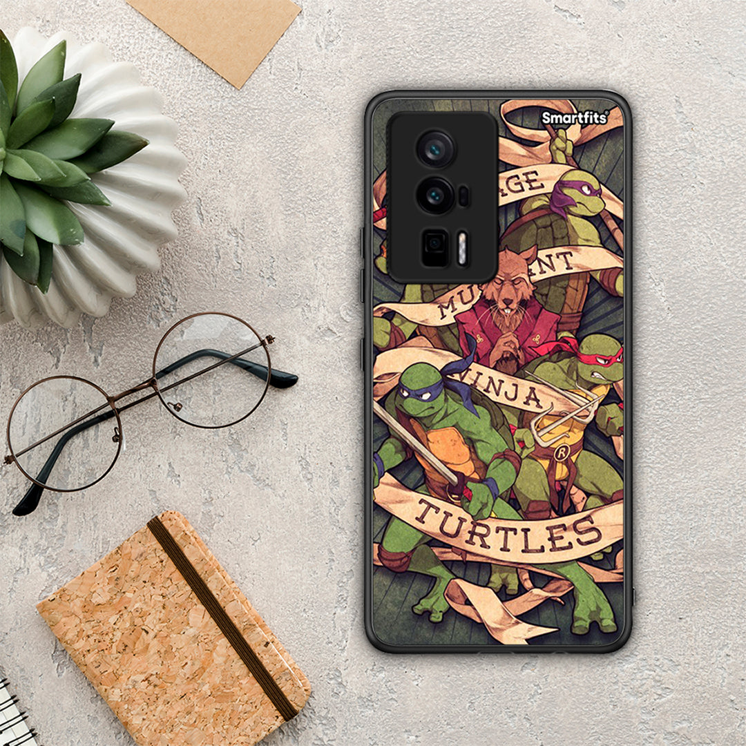 Θήκη Xiaomi Poco F5 Pro / Redmi K60 Pro Ninja Turtles από τη Smartfits με σχέδιο στο πίσω μέρος και μαύρο περίβλημα | Xiaomi Poco F5 Pro / Redmi K60 Pro Ninja Turtles Case with Colorful Back and Black Bezels