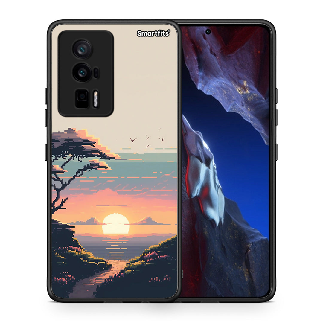 Θήκη Xiaomi Poco F5 Pro / Redmi K60 Pro Pixel Sunset από τη Smartfits με σχέδιο στο πίσω μέρος και μαύρο περίβλημα | Xiaomi Poco F5 Pro / Redmi K60 Pro Pixel Sunset Case with Colorful Back and Black Bezels