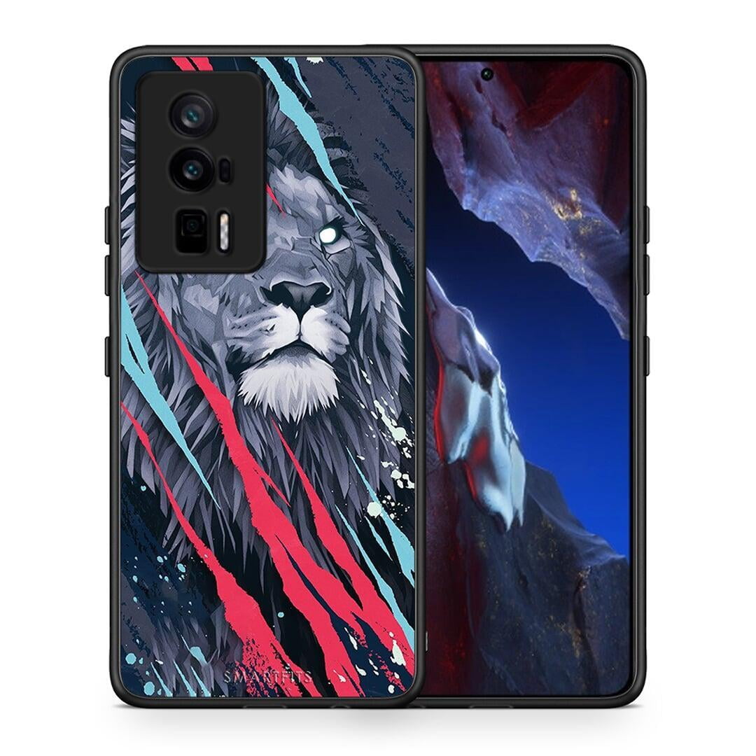 Θήκη Xiaomi Poco F5 Pro / Redmi K60 Pro PopArt Lion Designer από τη Smartfits με σχέδιο στο πίσω μέρος και μαύρο περίβλημα | Xiaomi Poco F5 Pro / Redmi K60 Pro PopArt Lion Designer Case with Colorful Back and Black Bezels