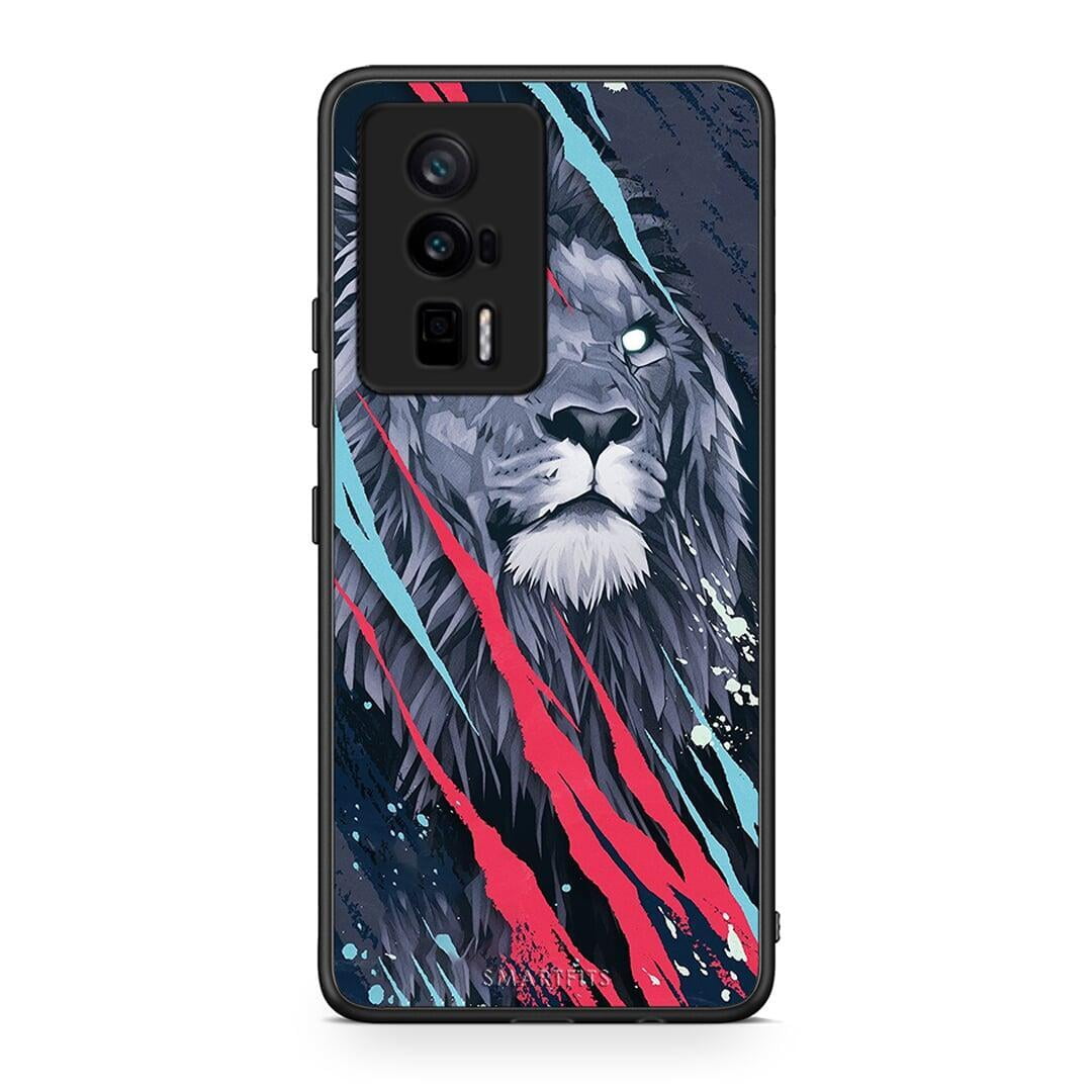 Θήκη Xiaomi Poco F5 Pro / Redmi K60 Pro PopArt Lion Designer από τη Smartfits με σχέδιο στο πίσω μέρος και μαύρο περίβλημα | Xiaomi Poco F5 Pro / Redmi K60 Pro PopArt Lion Designer Case with Colorful Back and Black Bezels