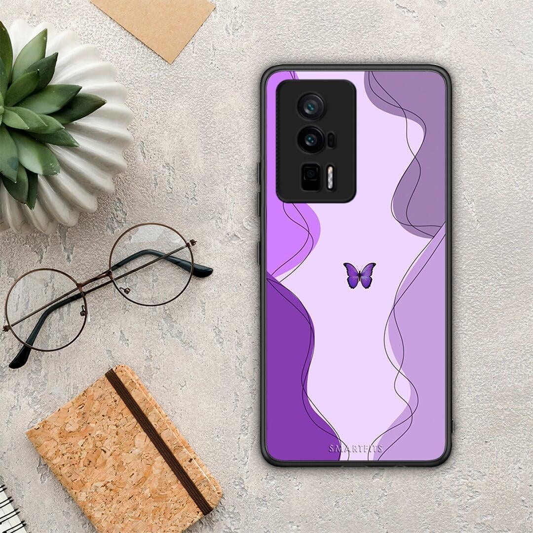 Θήκη Xiaomi Poco F5 Pro / Redmi K60 Pro Purple Mariposa από τη Smartfits με σχέδιο στο πίσω μέρος και μαύρο περίβλημα | Xiaomi Poco F5 Pro / Redmi K60 Pro Purple Mariposa Case with Colorful Back and Black Bezels
