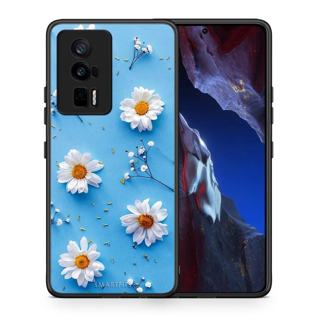 Θήκη Xiaomi Poco F5 Pro / Redmi K60 Pro Real Daisies από τη Smartfits με σχέδιο στο πίσω μέρος και μαύρο περίβλημα | Xiaomi Poco F5 Pro / Redmi K60 Pro Real Daisies Case with Colorful Back and Black Bezels