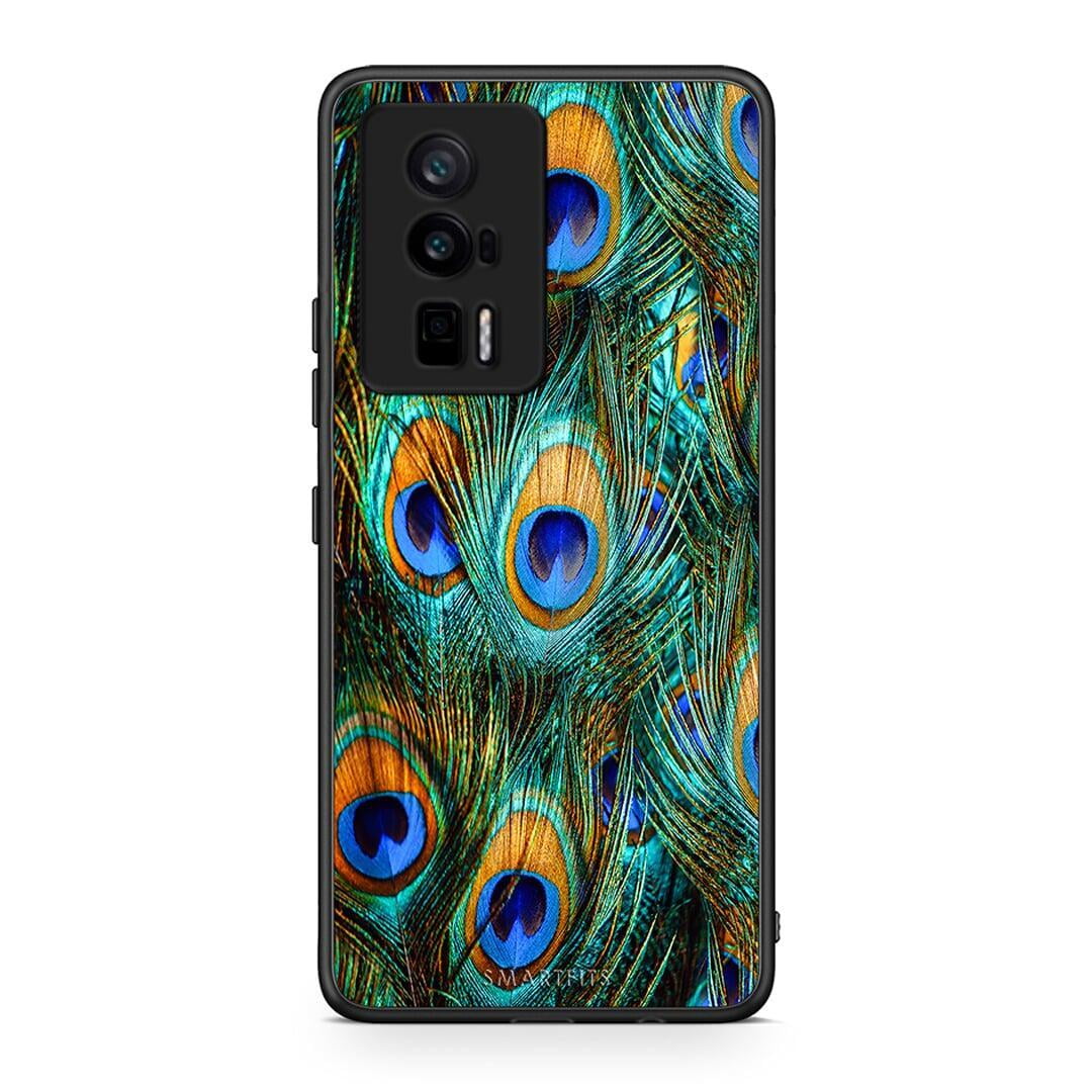 Θήκη Xiaomi Poco F5 Pro / Redmi K60 Pro Real Peacock Feathers από τη Smartfits με σχέδιο στο πίσω μέρος και μαύρο περίβλημα | Xiaomi Poco F5 Pro / Redmi K60 Pro Real Peacock Feathers Case with Colorful Back and Black Bezels