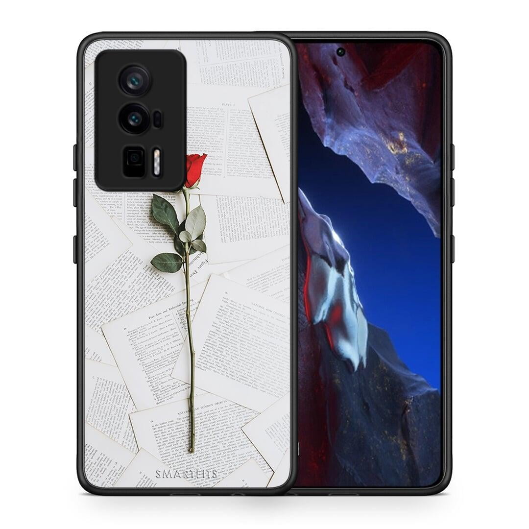 Θήκη Xiaomi Poco F5 Pro / Redmi K60 Pro Red Rose από τη Smartfits με σχέδιο στο πίσω μέρος και μαύρο περίβλημα | Xiaomi Poco F5 Pro / Redmi K60 Pro Red Rose Case with Colorful Back and Black Bezels