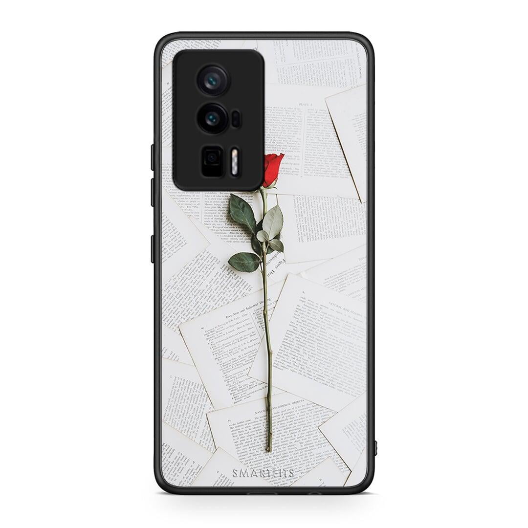 Θήκη Xiaomi Poco F5 Pro / Redmi K60 Pro Red Rose από τη Smartfits με σχέδιο στο πίσω μέρος και μαύρο περίβλημα | Xiaomi Poco F5 Pro / Redmi K60 Pro Red Rose Case with Colorful Back and Black Bezels