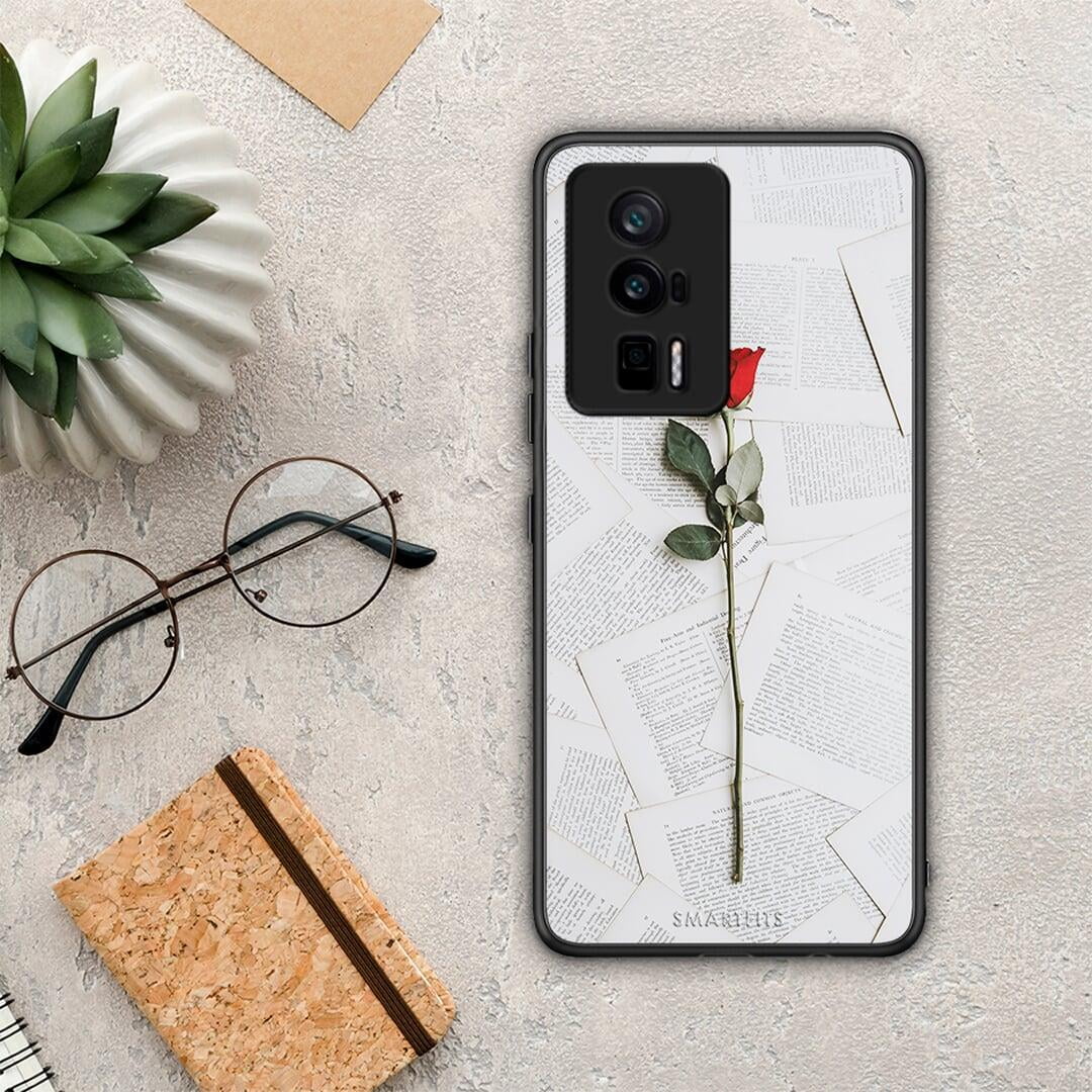 Θήκη Xiaomi Poco F5 Pro / Redmi K60 Pro Red Rose από τη Smartfits με σχέδιο στο πίσω μέρος και μαύρο περίβλημα | Xiaomi Poco F5 Pro / Redmi K60 Pro Red Rose Case with Colorful Back and Black Bezels