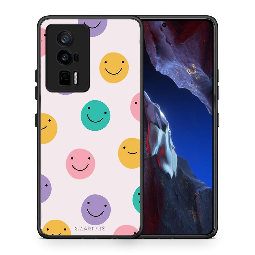 Θήκη Xiaomi Poco F5 Pro / Redmi K60 Pro Smiley Faces από τη Smartfits με σχέδιο στο πίσω μέρος και μαύρο περίβλημα | Xiaomi Poco F5 Pro / Redmi K60 Pro Smiley Faces Case with Colorful Back and Black Bezels