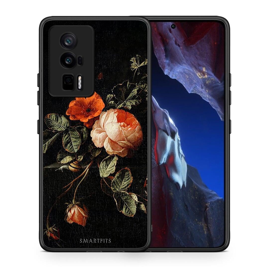 Θήκη Xiaomi Poco F5 Pro / Redmi K60 Pro Vintage Roses από τη Smartfits με σχέδιο στο πίσω μέρος και μαύρο περίβλημα | Xiaomi Poco F5 Pro / Redmi K60 Pro Vintage Roses Case with Colorful Back and Black Bezels