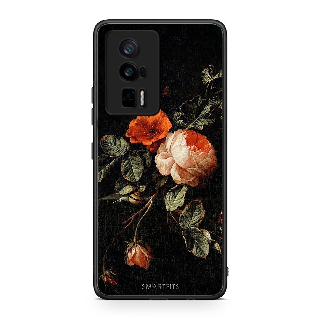 Θήκη Xiaomi Poco F5 Pro / Redmi K60 Pro Vintage Roses από τη Smartfits με σχέδιο στο πίσω μέρος και μαύρο περίβλημα | Xiaomi Poco F5 Pro / Redmi K60 Pro Vintage Roses Case with Colorful Back and Black Bezels