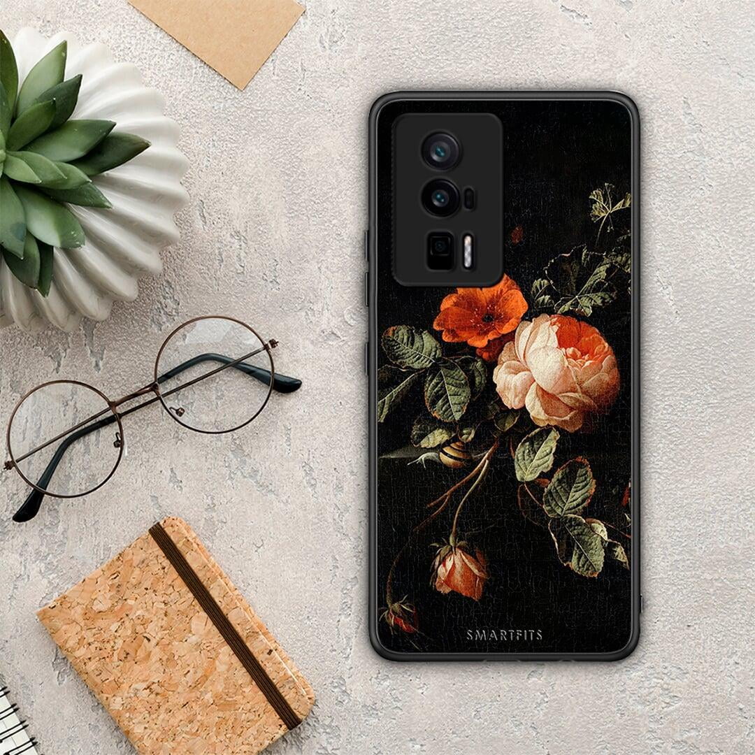 Θήκη Xiaomi Poco F5 Pro / Redmi K60 Pro Vintage Roses από τη Smartfits με σχέδιο στο πίσω μέρος και μαύρο περίβλημα | Xiaomi Poco F5 Pro / Redmi K60 Pro Vintage Roses Case with Colorful Back and Black Bezels