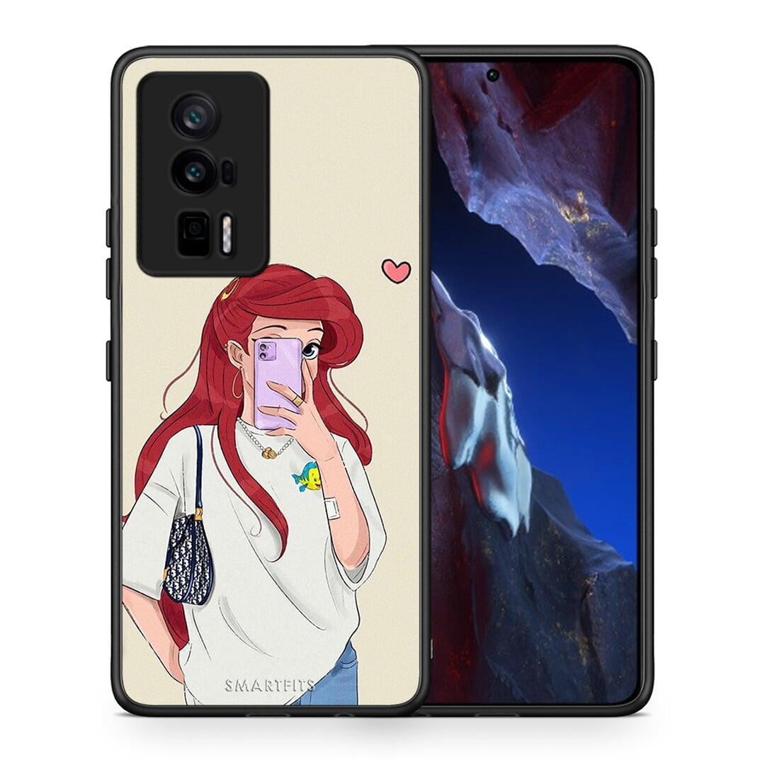 Θήκη Xiaomi Poco F5 Pro / Redmi K60 Pro Walking Mermaid από τη Smartfits με σχέδιο στο πίσω μέρος και μαύρο περίβλημα | Xiaomi Poco F5 Pro / Redmi K60 Pro Walking Mermaid Case with Colorful Back and Black Bezels