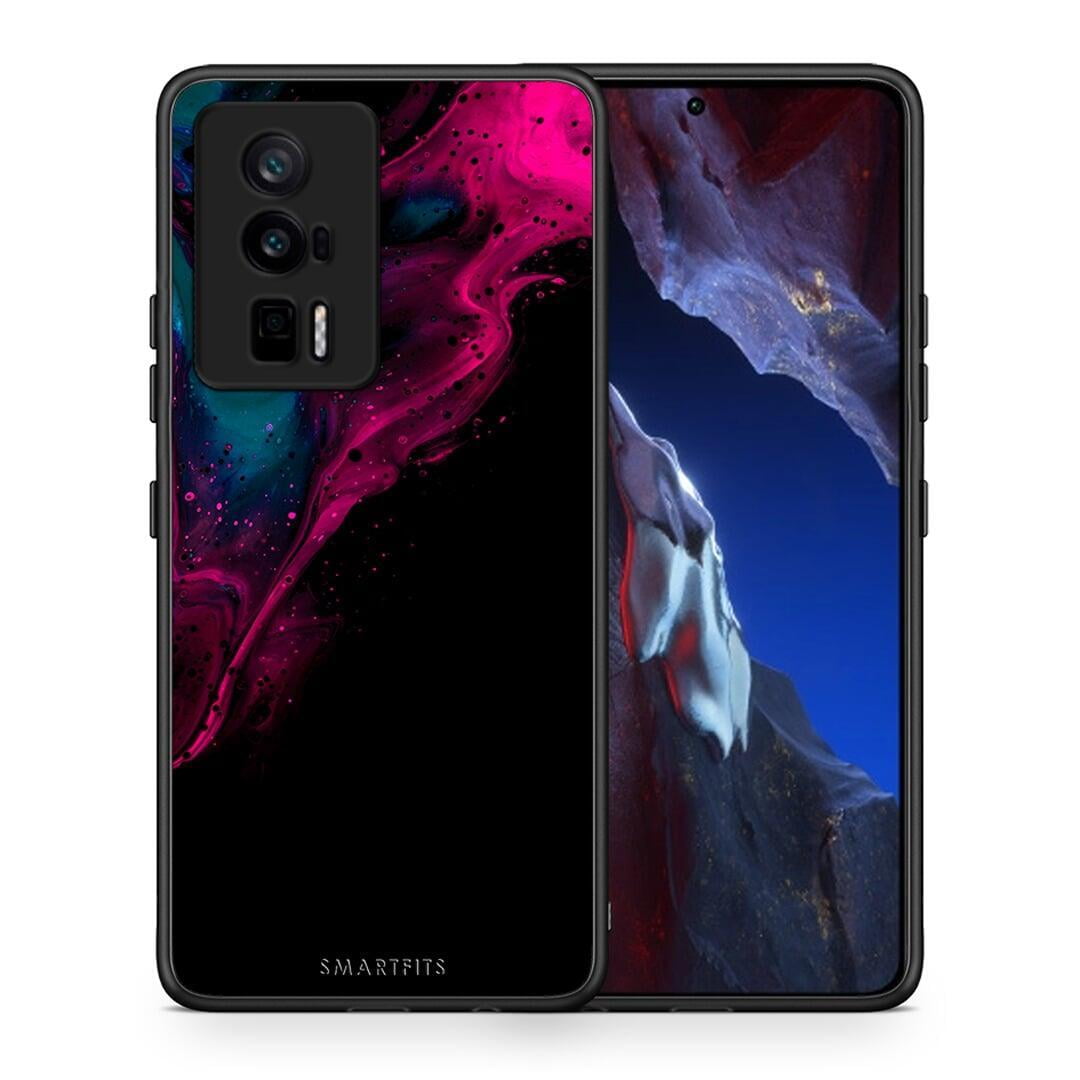 Θήκη Xiaomi Poco F5 Pro / Redmi K60 Pro Watercolor Pink Black από τη Smartfits με σχέδιο στο πίσω μέρος και μαύρο περίβλημα | Xiaomi Poco F5 Pro / Redmi K60 Pro Watercolor Pink Black Case with Colorful Back and Black Bezels