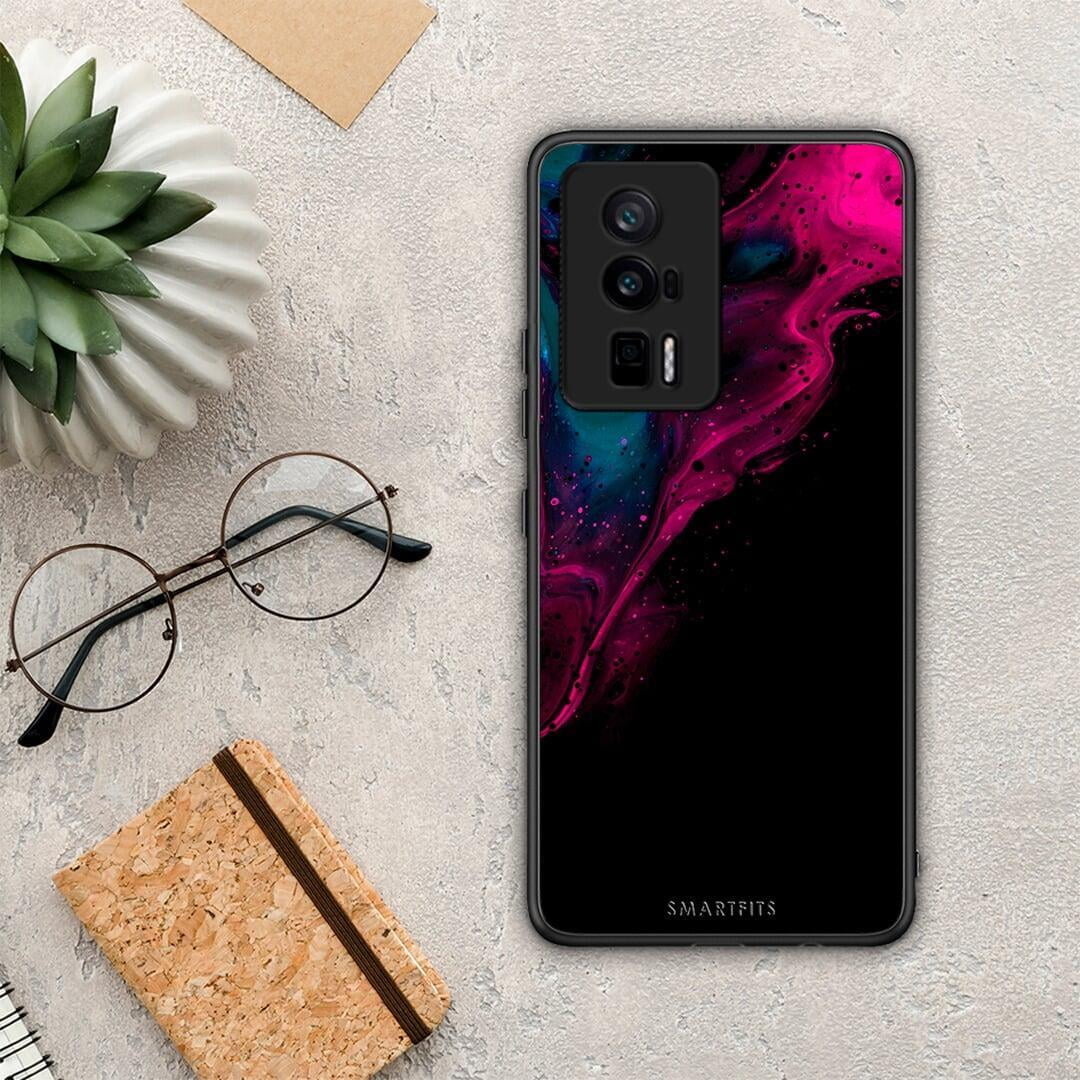 Θήκη Xiaomi Poco F5 Pro / Redmi K60 Pro Watercolor Pink Black από τη Smartfits με σχέδιο στο πίσω μέρος και μαύρο περίβλημα | Xiaomi Poco F5 Pro / Redmi K60 Pro Watercolor Pink Black Case with Colorful Back and Black Bezels