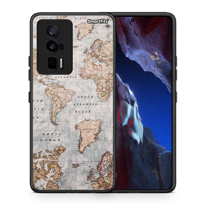 Θήκη Xiaomi Poco F5 Pro / Redmi K60 Pro World Map από τη Smartfits με σχέδιο στο πίσω μέρος και μαύρο περίβλημα | Xiaomi Poco F5 Pro / Redmi K60 Pro World Map Case with Colorful Back and Black Bezels