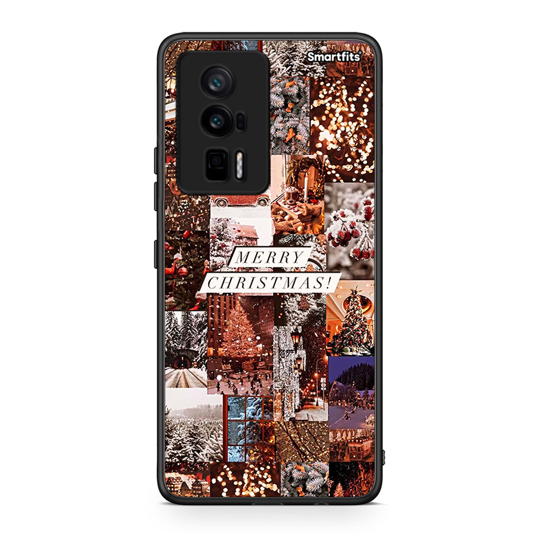 Θήκη Xiaomi Poco F5 Pro / Redmi K60 Pro Xmas Collage από τη Smartfits με σχέδιο στο πίσω μέρος και μαύρο περίβλημα | Xiaomi Poco F5 Pro / Redmi K60 Pro Xmas Collage Case with Colorful Back and Black Bezels