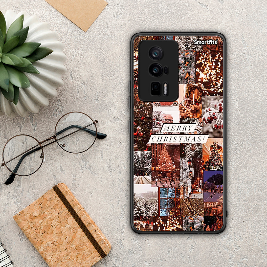 Θήκη Xiaomi Poco F5 Pro / Redmi K60 Pro Xmas Collage από τη Smartfits με σχέδιο στο πίσω μέρος και μαύρο περίβλημα | Xiaomi Poco F5 Pro / Redmi K60 Pro Xmas Collage Case with Colorful Back and Black Bezels