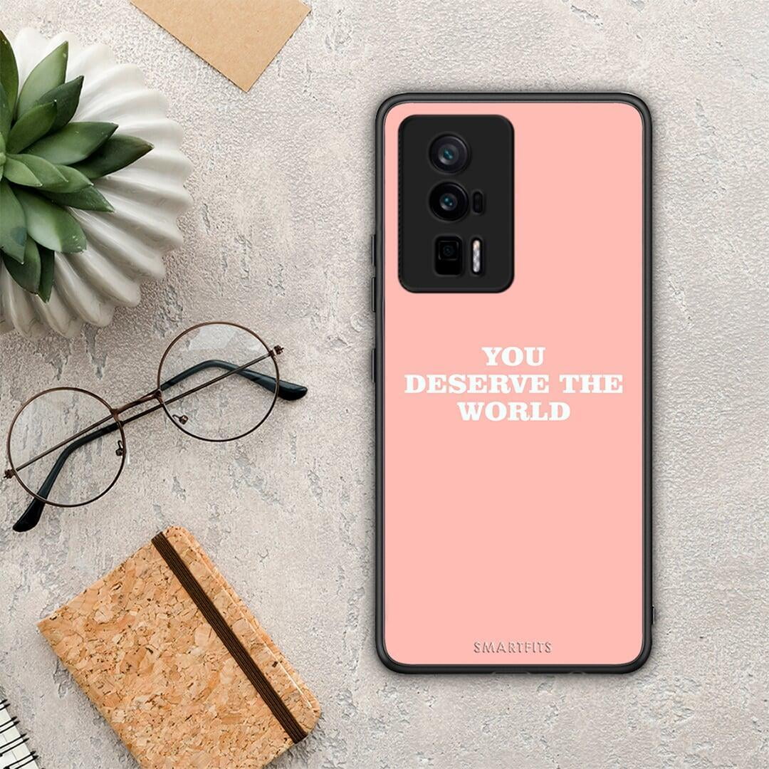 Θήκη Xiaomi Poco F5 Pro / Redmi K60 Pro You Deserve The World από τη Smartfits με σχέδιο στο πίσω μέρος και μαύρο περίβλημα | Xiaomi Poco F5 Pro / Redmi K60 Pro You Deserve The World Case with Colorful Back and Black Bezels