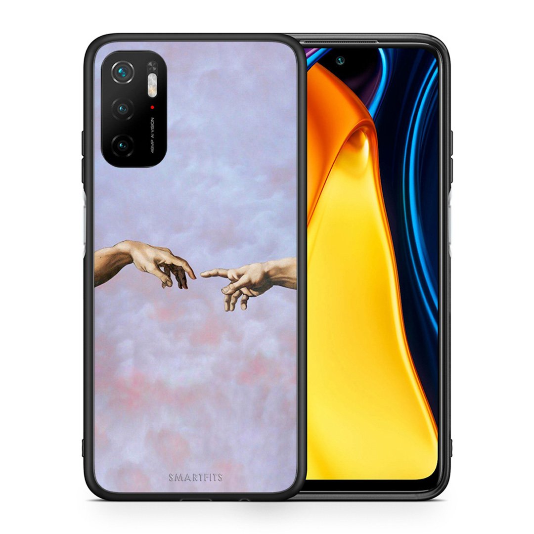 Θήκη Xiaomi Redmi Note 10 5G/Poco M3 Pro Adam Hand από τη Smartfits με σχέδιο στο πίσω μέρος και μαύρο περίβλημα | Xiaomi Redmi Note 10 5G/Poco M3 Pro Adam Hand case with colorful back and black bezels