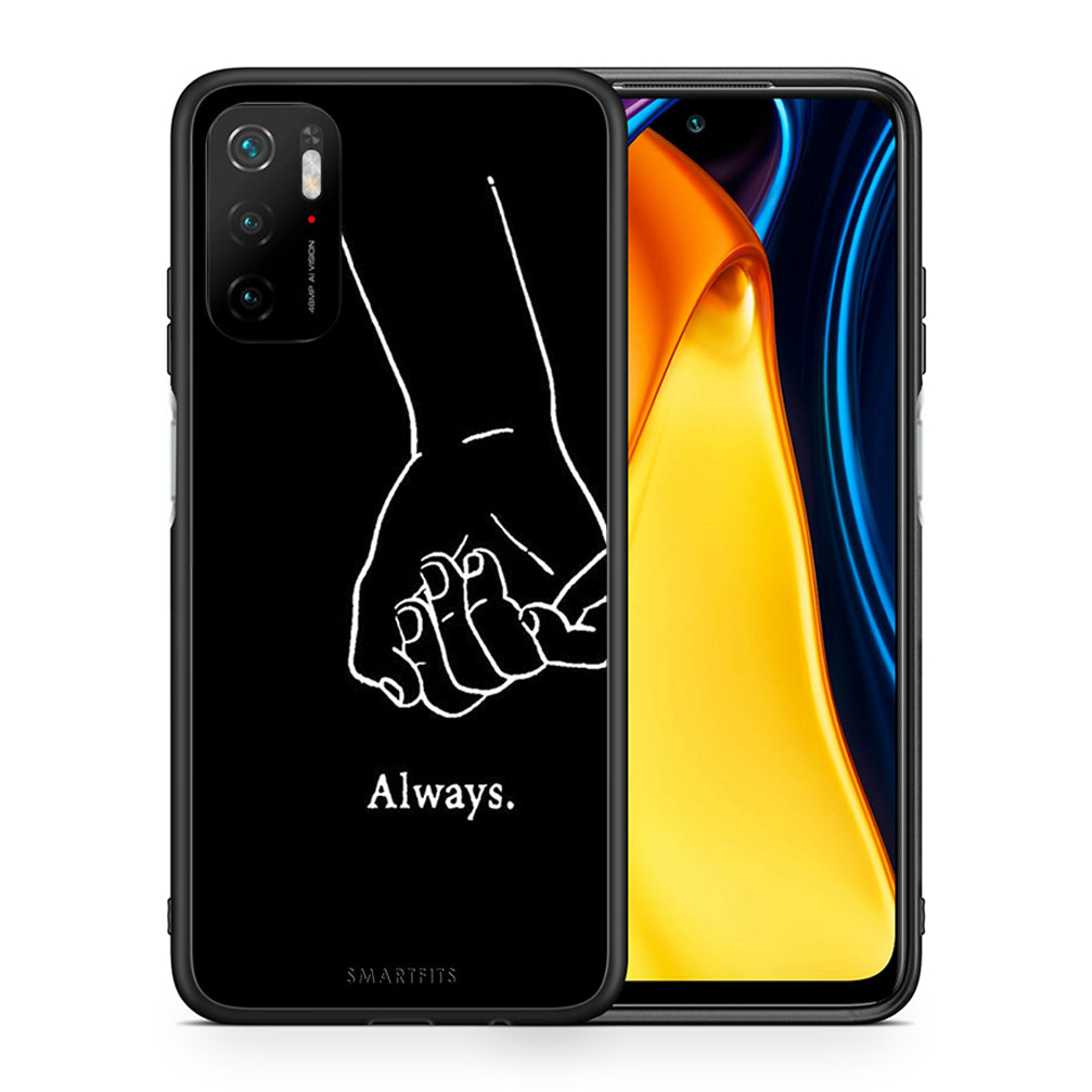 Θήκη Αγίου Βαλεντίνου Xiaomi Redmi Note 10 5G Always & Forever 1 από τη Smartfits με σχέδιο στο πίσω μέρος και μαύρο περίβλημα | Xiaomi Redmi Note 10 5G Always & Forever 1 case with colorful back and black bezels