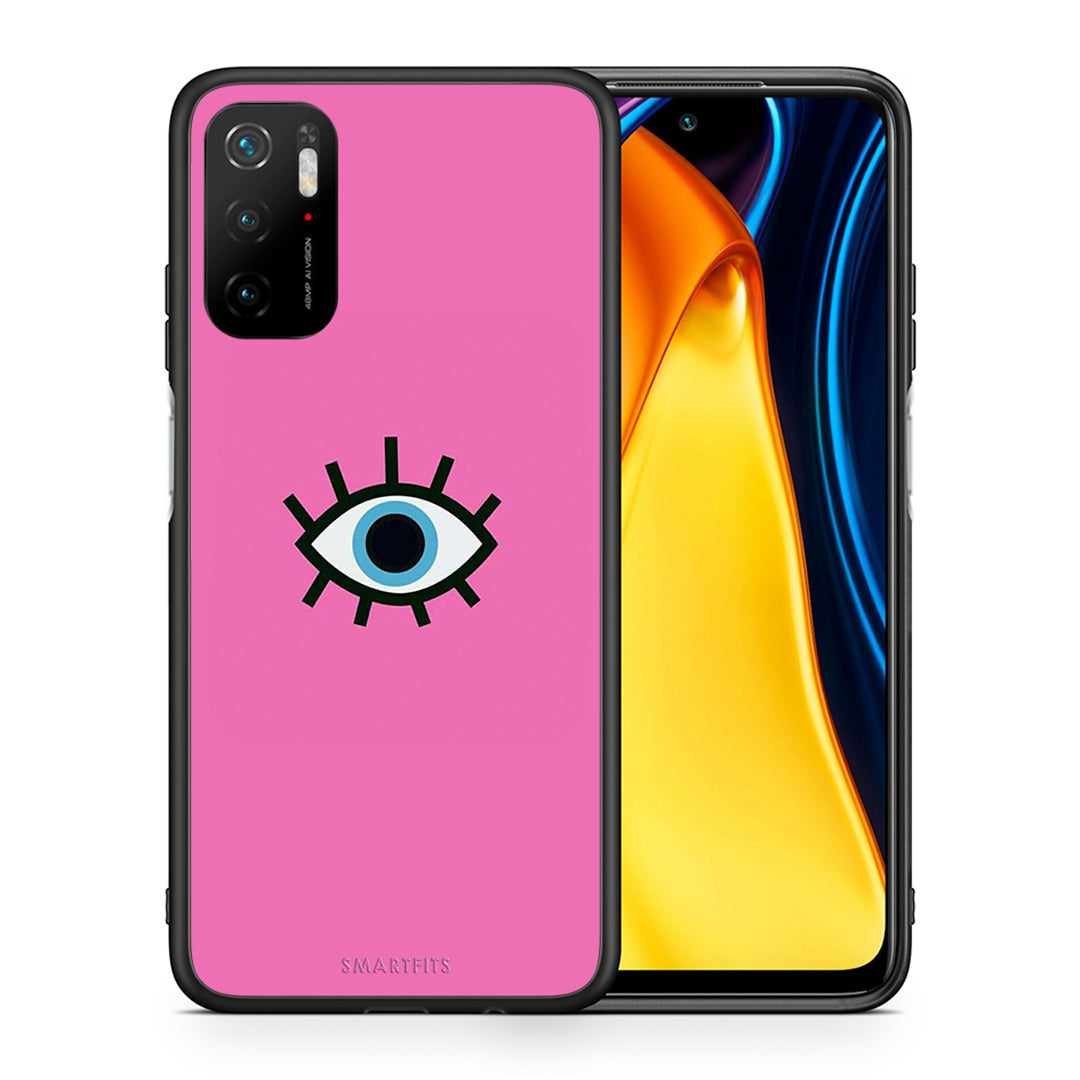 Θήκη Xiaomi Redmi Note 10 5G/Poco M3 Pro Blue Eye Pink από τη Smartfits με σχέδιο στο πίσω μέρος και μαύρο περίβλημα | Xiaomi Redmi Note 10 5G/Poco M3 Pro Blue Eye Pink case with colorful back and black bezels