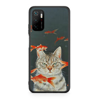 Thumbnail for Xiaomi Redmi Note 10 5G/Poco M3 Pro Cat Goldfish θήκη από τη Smartfits με σχέδιο στο πίσω μέρος και μαύρο περίβλημα | Smartphone case with colorful back and black bezels by Smartfits
