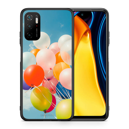 Θήκη Xiaomi Redmi Note 10 5G/Poco M3 Pro Colorful Balloons από τη Smartfits με σχέδιο στο πίσω μέρος και μαύρο περίβλημα | Xiaomi Redmi Note 10 5G/Poco M3 Pro Colorful Balloons case with colorful back and black bezels