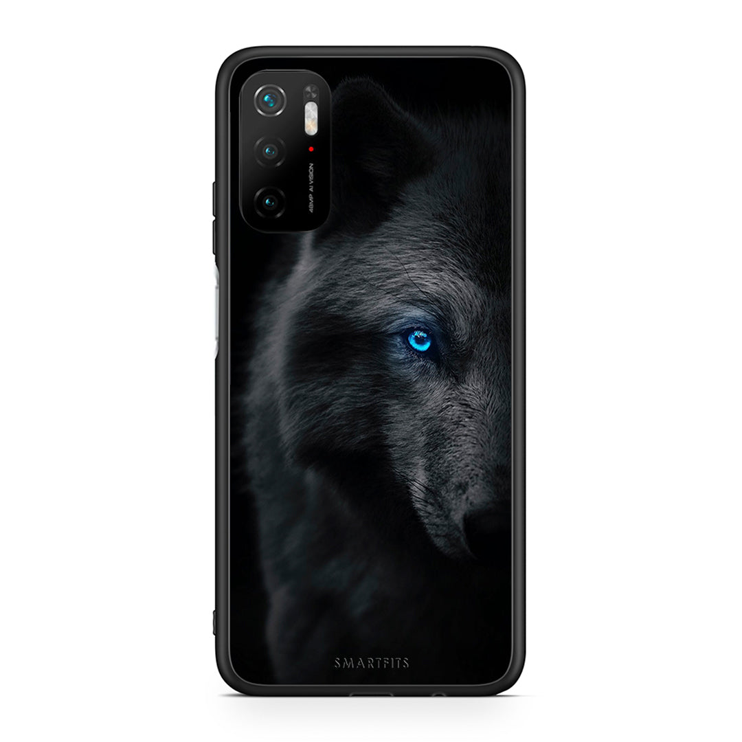 Xiaomi Redmi Note 10 5G/Poco M3 Pro Dark Wolf θήκη από τη Smartfits με σχέδιο στο πίσω μέρος και μαύρο περίβλημα | Smartphone case with colorful back and black bezels by Smartfits