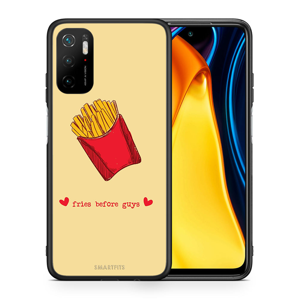 Θήκη Αγίου Βαλεντίνου Xiaomi Poco M3 Pro Fries Before Guys από τη Smartfits με σχέδιο στο πίσω μέρος και μαύρο περίβλημα | Xiaomi Poco M3 Pro Fries Before Guys case with colorful back and black bezels
