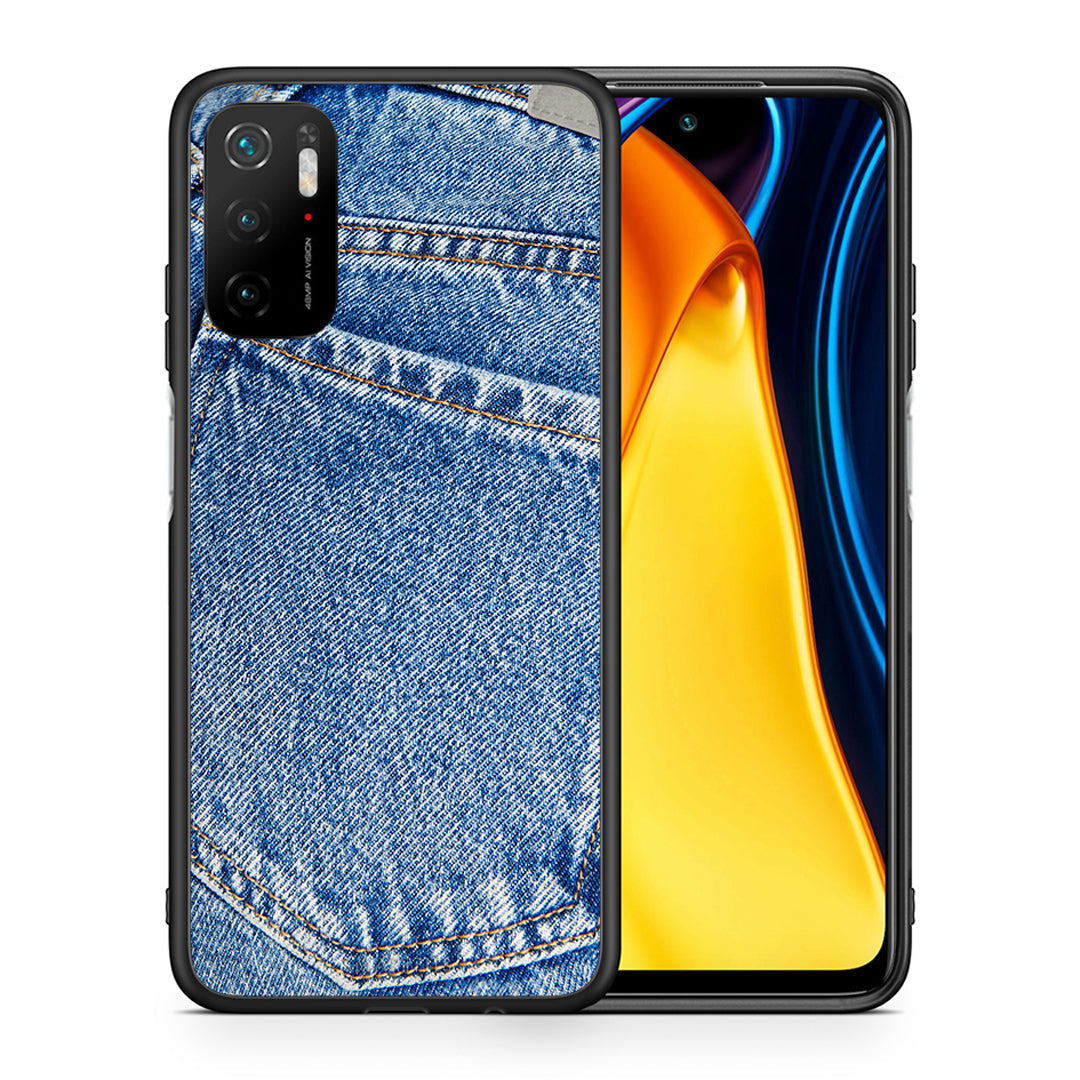 Θήκη Xiaomi Redmi Note 10 5G/Poco M3 Pro Jeans Pocket από τη Smartfits με σχέδιο στο πίσω μέρος και μαύρο περίβλημα | Xiaomi Redmi Note 10 5G/Poco M3 Pro Jeans Pocket case with colorful back and black bezels