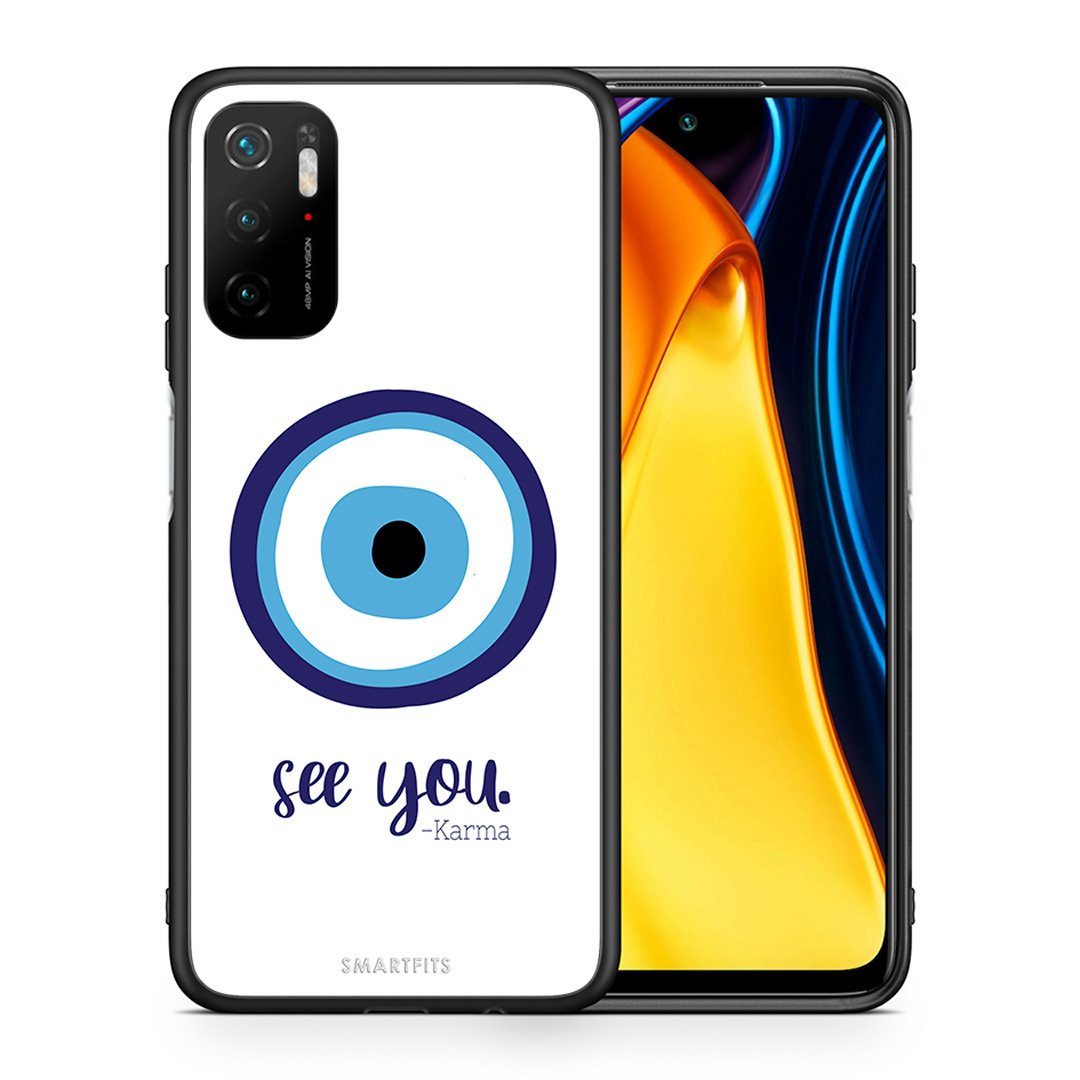 Θήκη Xiaomi Redmi Note 10 5G/Poco M3 Pro Karma Says από τη Smartfits με σχέδιο στο πίσω μέρος και μαύρο περίβλημα | Xiaomi Redmi Note 10 5G/Poco M3 Pro Karma Says case with colorful back and black bezels